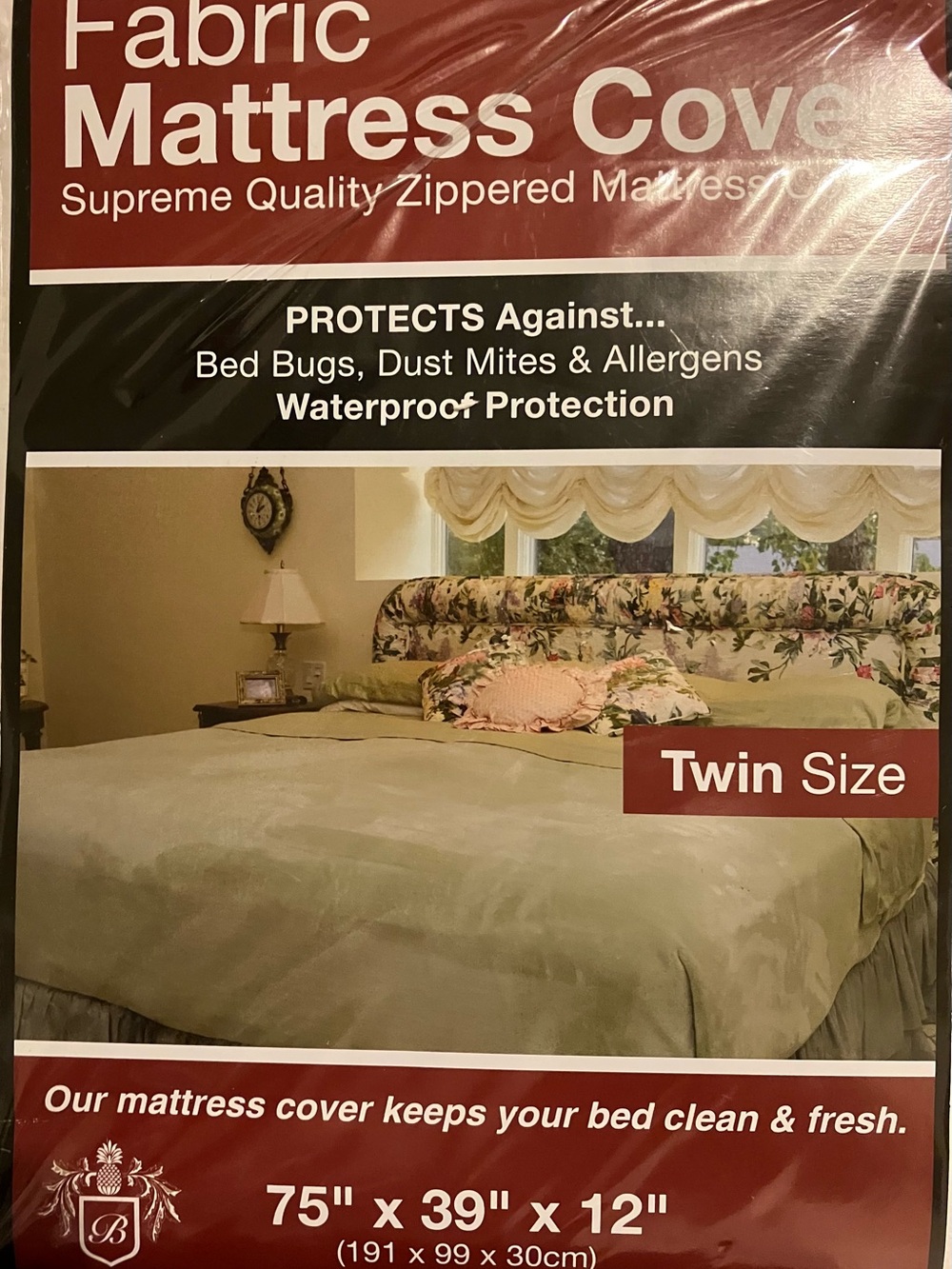 Fabric Mattress Cover Twin Size - Waterproof Protection